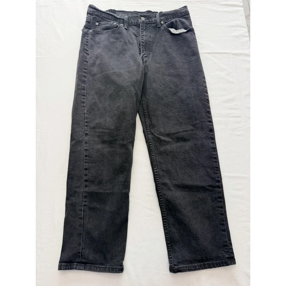 Levi's 550 Jeans Mens 38x29 Gray Dark Wash Relaxed Tapered Denim Pants Casual